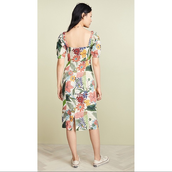 Anthropologie Dresses | Farm Rio Vintage Garden Midi Puffed Sleeve Dress | Poshmark